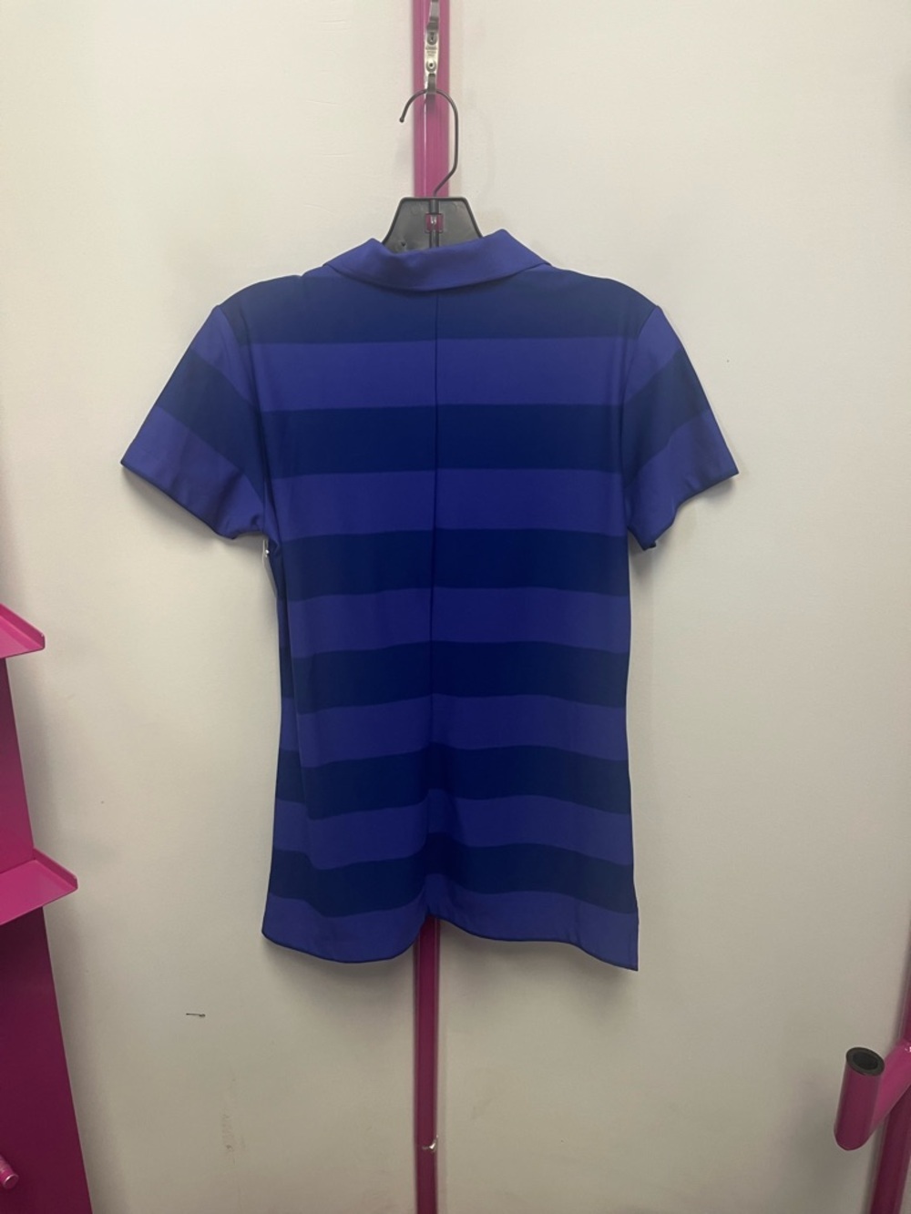 Nike Women's Short Sleeve Striped Polo Tee - Blue - Picture 3 of 4